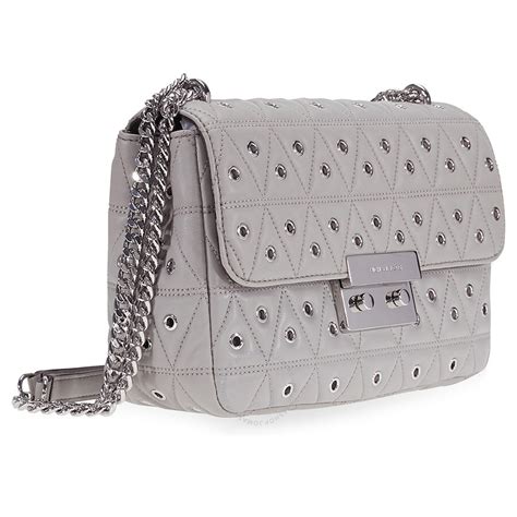 michael kors grey bag with studs|grey michael kors shoulder bag.